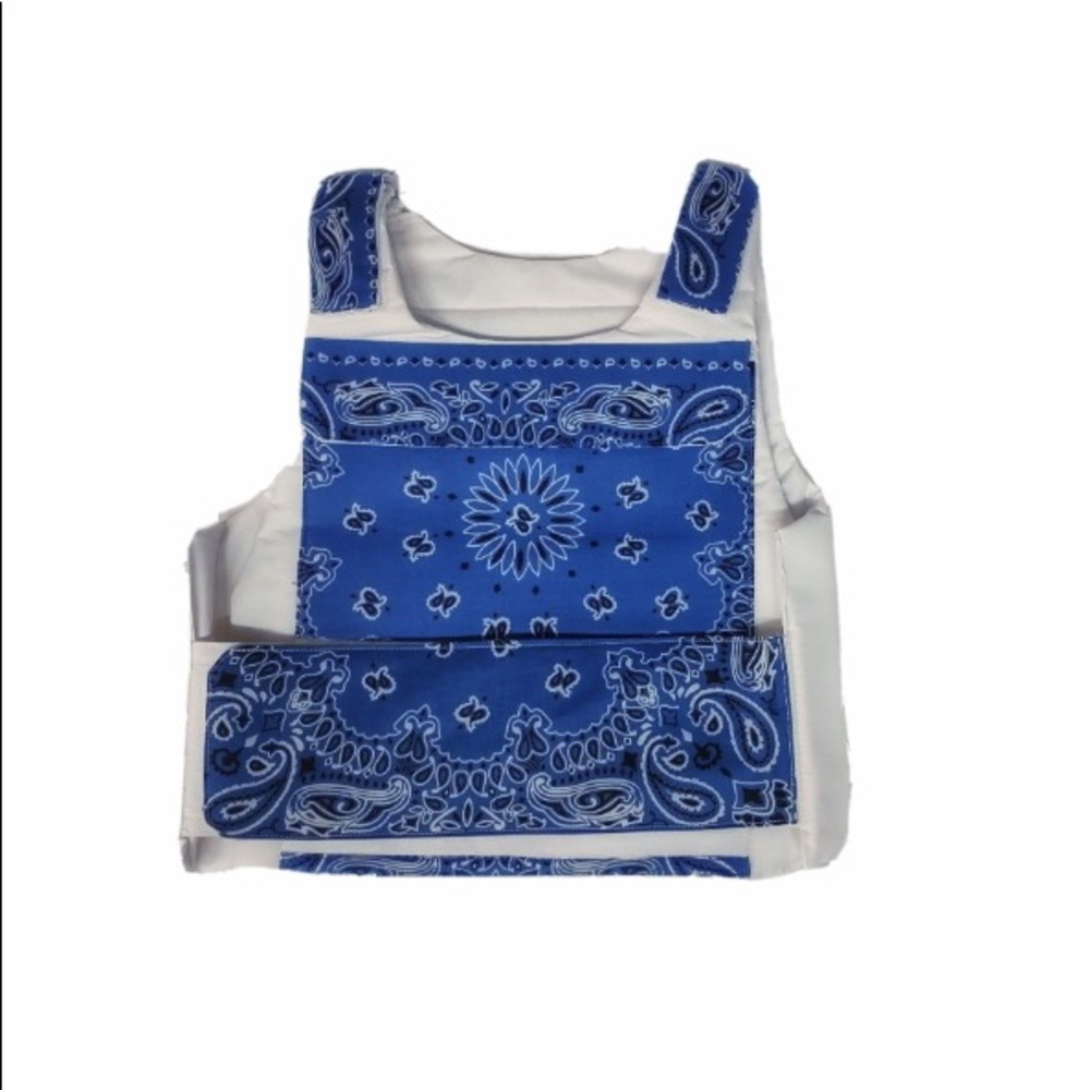 Handmade Blue Bandana White Bulletproof Vest